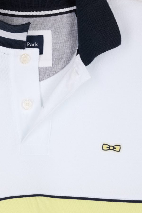 Polo À Manches Courtes Bicolore En Coton Jaune Et Blanc Coupe Décontractée Eden Park – Image 5