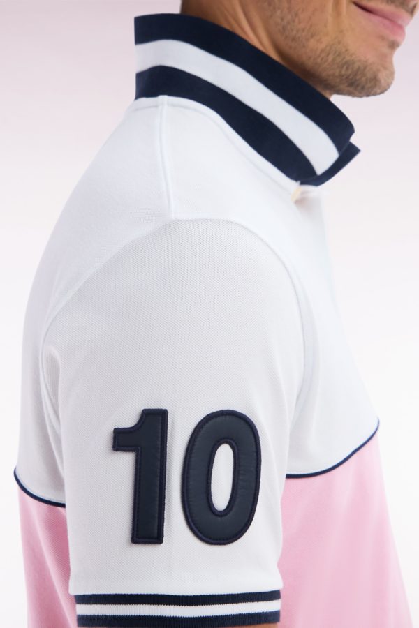 Polo À Manches Courtes Bicolore En Coton Rose Et Blanc Coupe Décontractée Eden Park – Image 4