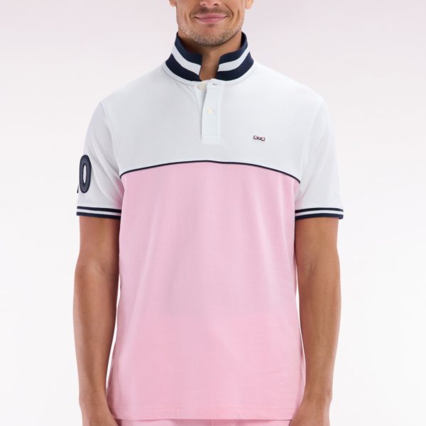 Polo À Manches Courtes Bicolore En Coton Rose Et Blanc Coupe Décontractée Eden Park