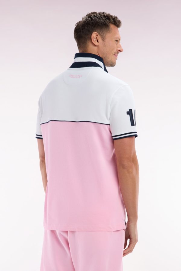 Polo À Manches Courtes Bicolore En Coton Rose Et Blanc Coupe Décontractée Eden Park – Image 3