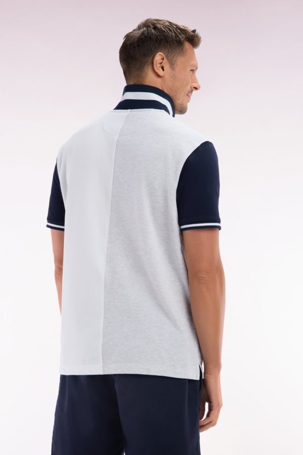 Polo À Manches Courtes En Coton Bicolore Gris Et Blanc Coupe Décontractée Eden Park – Image 3