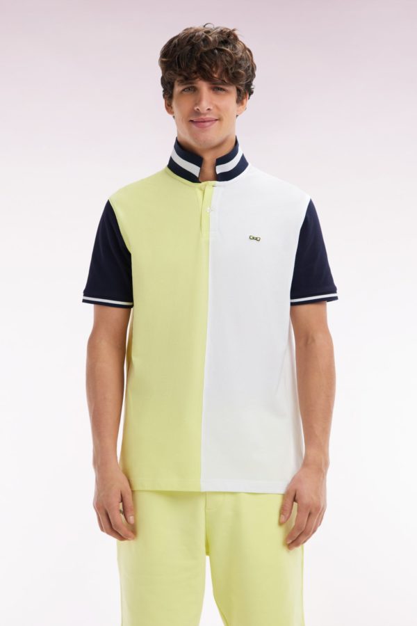 Polo À Manches Courtes En Coton Bicolore Jaune Et Blanc Coupe Décontractée Eden Park