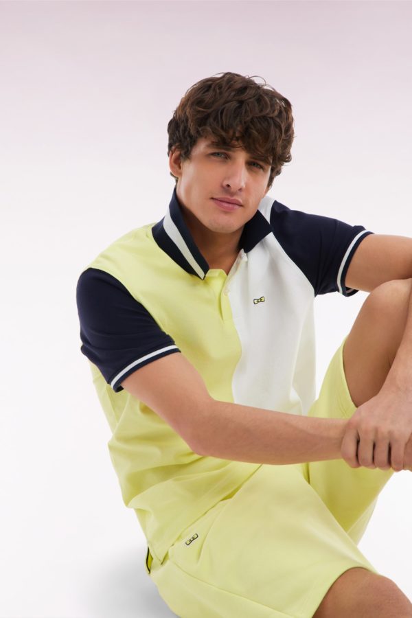 Polo À Manches Courtes En Coton Bicolore Jaune Et Blanc Coupe Décontractée Eden Park – Image 2