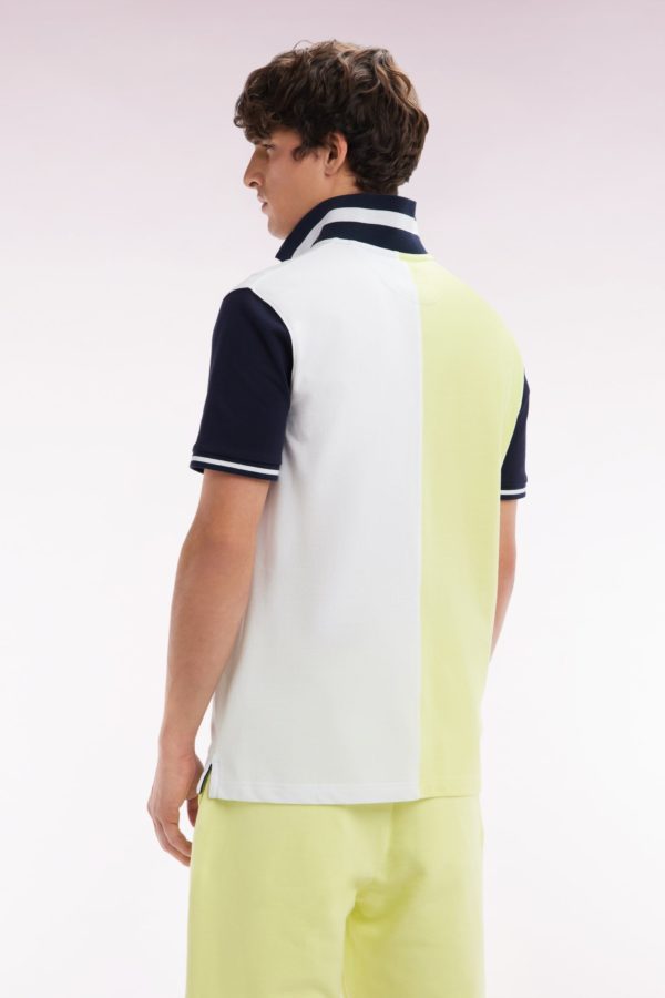 Polo À Manches Courtes En Coton Bicolore Jaune Et Blanc Coupe Décontractée Eden Park – Image 3