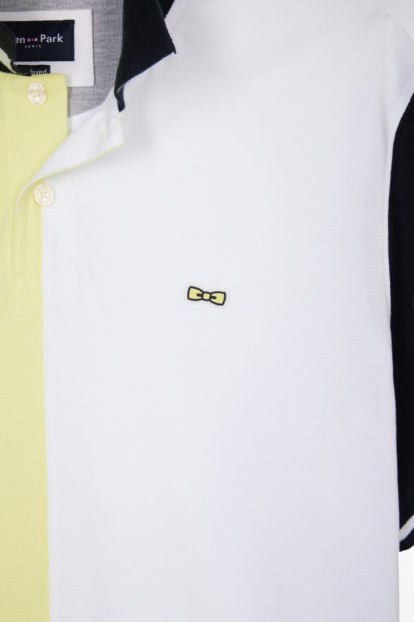 Polo À Manches Courtes En Coton Bicolore Jaune Et Blanc Coupe Décontractée Eden Park – Image 5