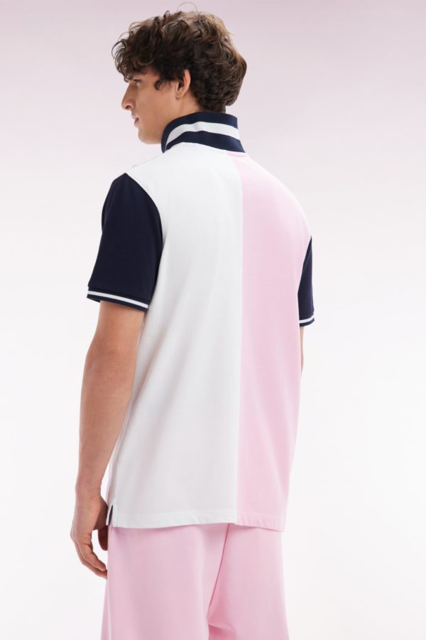 Polo À Manches Courtes En Coton Bicolore Rose Et Blanc Coupe Décontractée Eden Park – Image 3