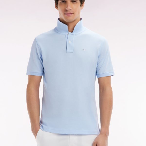 Polo À Manches Courtes Uni En Coton Pima Ciel Coupe Droite Eden Park