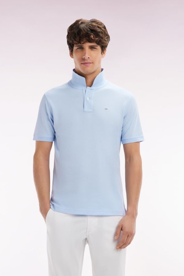 Polo À Manches Courtes Uni En Coton Pima Ciel Coupe Droite Eden Park