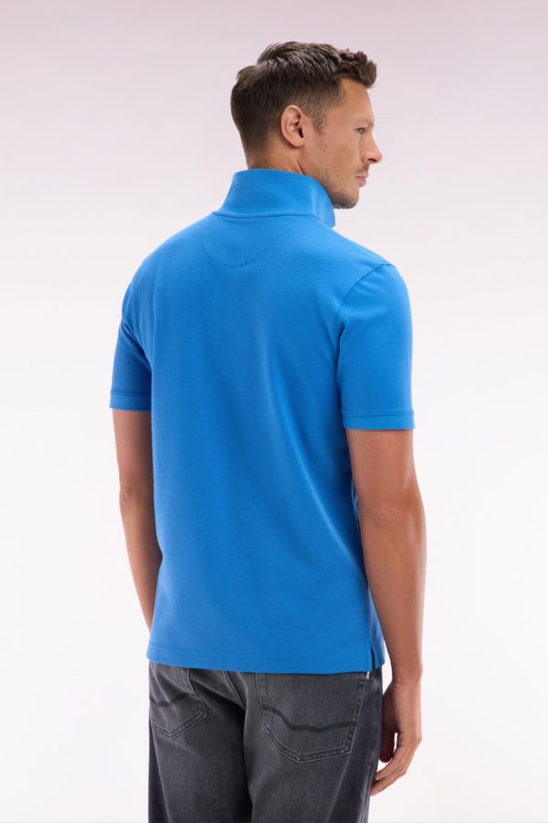 Polo À Manches Courtes Uni En Coton Pima Bleu Coupe Droite Eden Park – Image 3