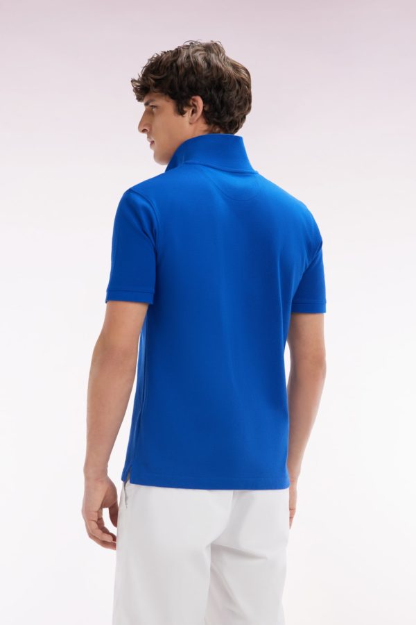 Polo À Manches Courtes Uni En Coton Pima Bleu Foncé Coupe Droite Eden Park – Image 3