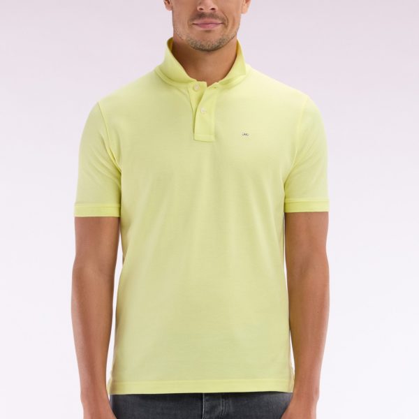 Polo À Manches Courtes Uni En Coton Pima Jaune Coupe Droite Eden Park