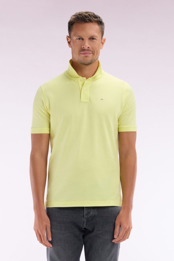 Polo À Manches Courtes Uni En Coton Pima Jaune Coupe Droite Eden Park