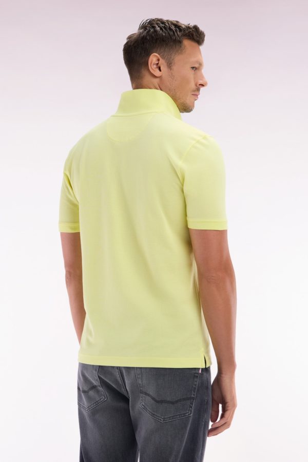 Polo À Manches Courtes Uni En Coton Pima Jaune Coupe Droite Eden Park – Image 3