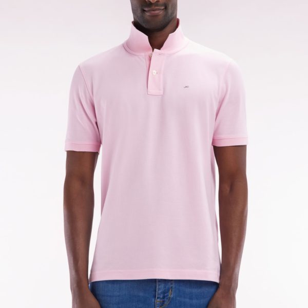 Polo À Manches Courtes Uni En Coton Pima Rose Clair Coupe Droite Eden Park
