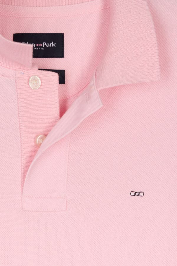 Polo À Manches Courtes Uni En Coton Pima Rose Clair Coupe Droite Eden Park – Image 5
