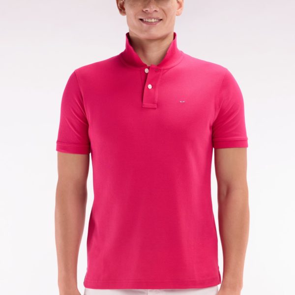 Polo À Manches Courtes Uni En Coton Pima Fuchsia Coupe Droite Eden Park