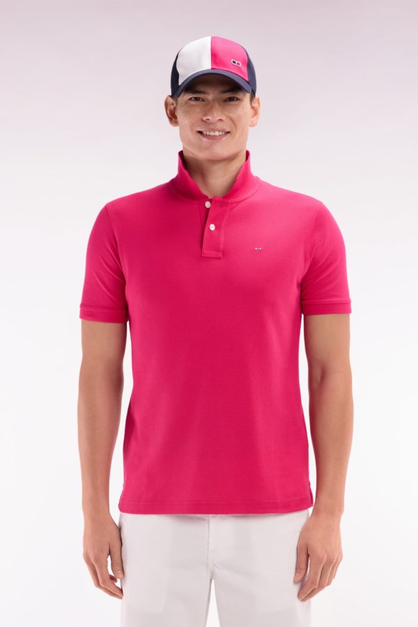 Polo À Manches Courtes Uni En Coton Pima Fuchsia Coupe Droite Eden Park