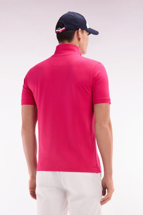 Polo À Manches Courtes Uni En Coton Pima Fuchsia Coupe Droite Eden Park – Image 4