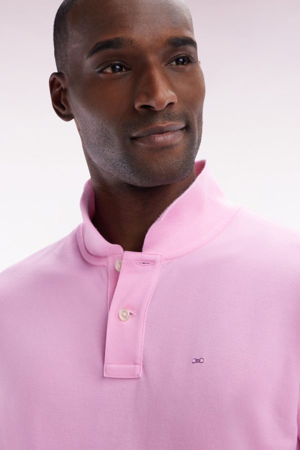 Polo À Manches Courtes Uni En Coton Pima Rose Coupe Droite Eden Park – Image 4