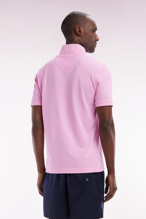 Polo À Manches Courtes Uni En Coton Pima Rose Coupe Droite Eden Park – Image 3