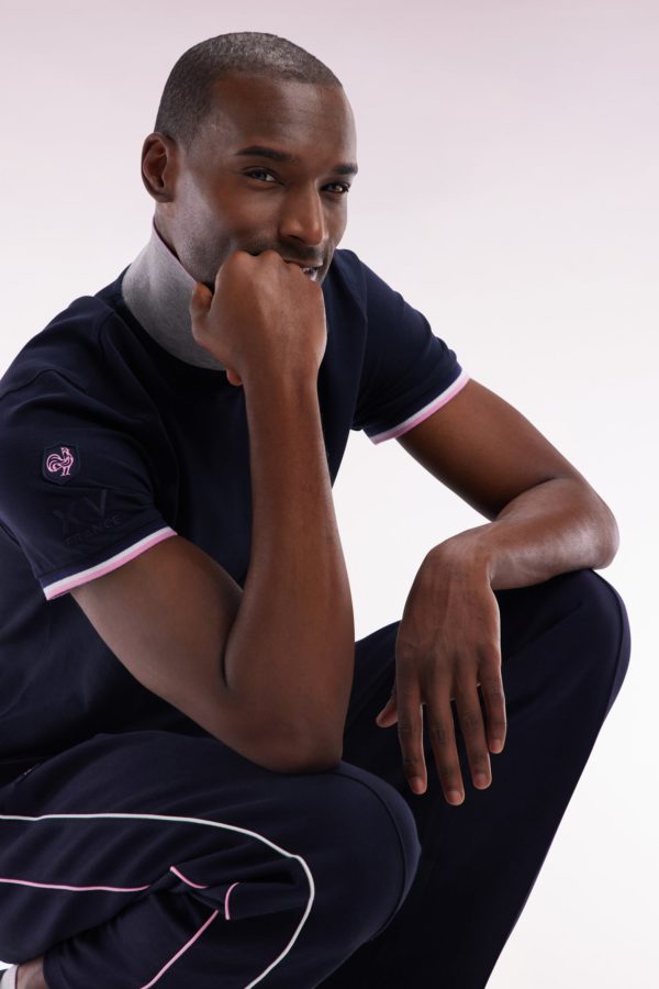 Polo À Manches Courtes En Coton Stretch Marine Col Zippé Coupe Ajustée Eden Park – Image 2