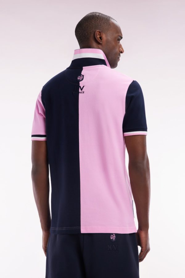 Polo À Manches Courtes En Coton Bicolore Rose Et Marine Coupe Droite Eden Park – Image 3