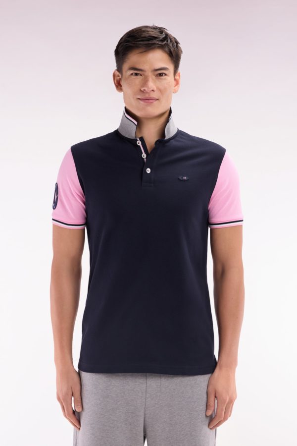 Polo À Manches Courtes En Piqué Coton Marine Broderie 10 Manche Coupe Droite Eden Park
