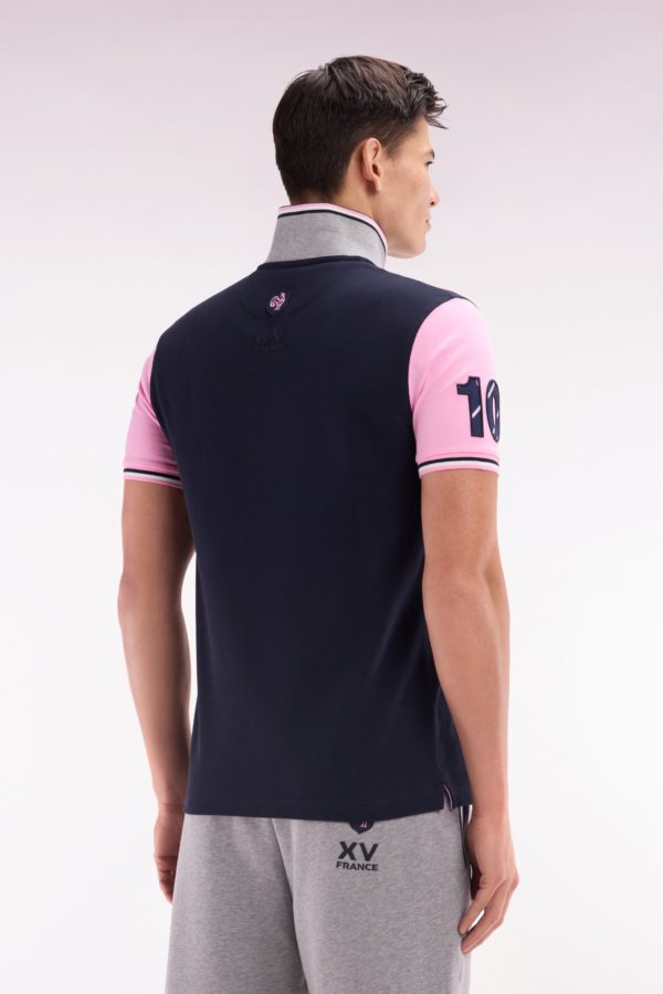 Polo À Manches Courtes En Piqué Coton Marine Broderie 10 Manche Coupe Droite Eden Park – Image 3