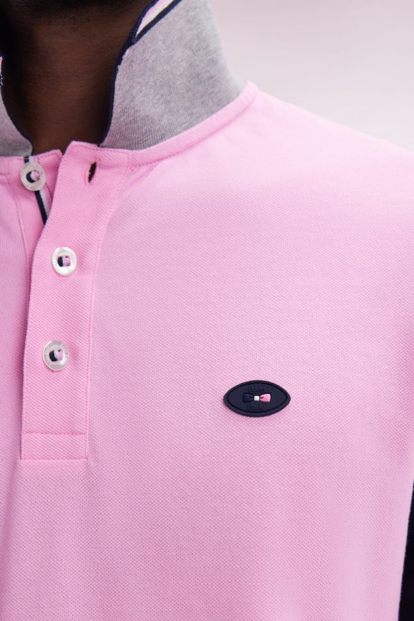 Polo À Manches Courtes En Piqué Coton Rose Broderie 10 Manche Coupe Droite Eden Park – Image 4