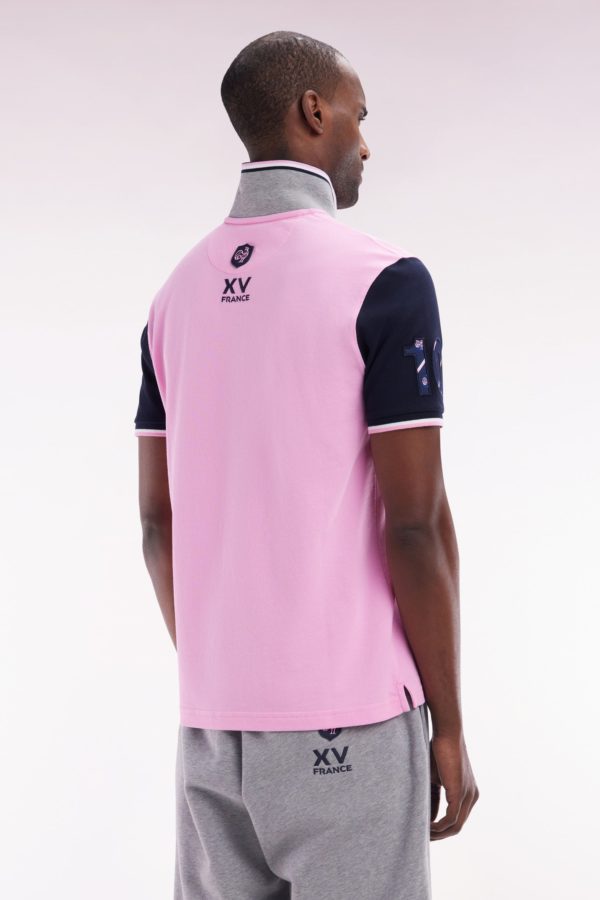 Polo À Manches Courtes En Piqué Coton Rose Broderie 10 Manche Coupe Droite Eden Park – Image 3