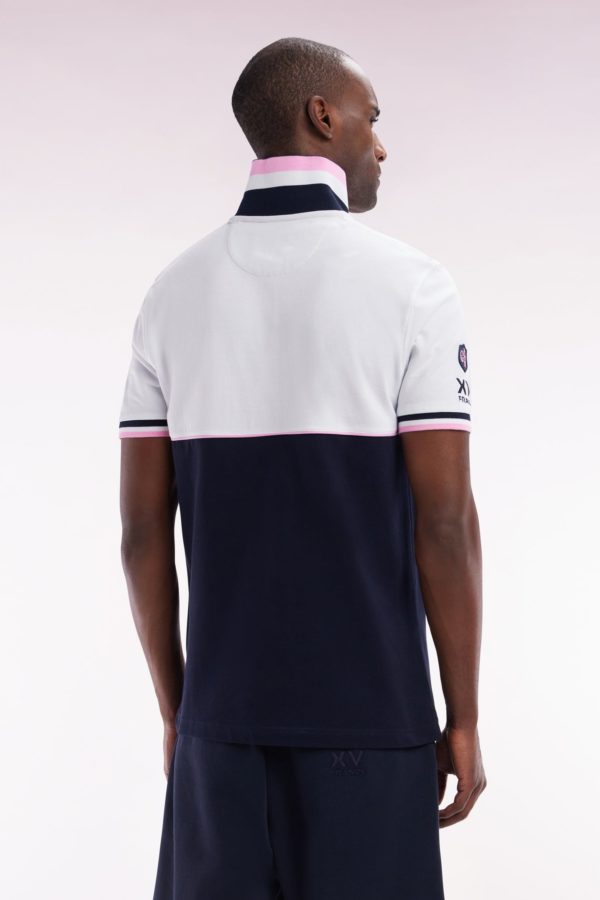 Polo À Manches Courtes En Piqué Coton Bicolore Marine Et Blanc Coupe Droite Eden Park – Image 3