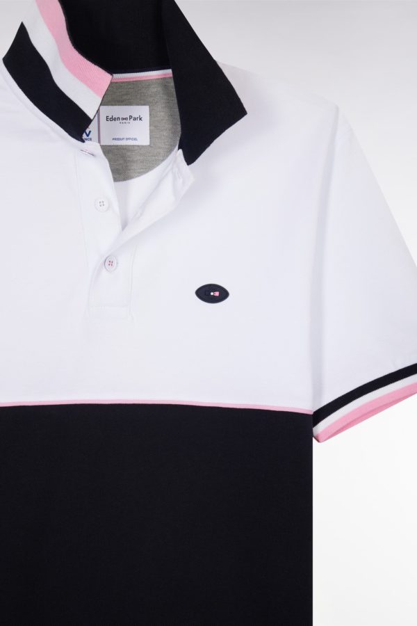Polo À Manches Courtes En Piqué Coton Bicolore Marine Et Blanc Coupe Droite Eden Park – Image 5