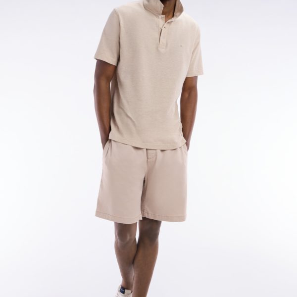 Polo À Manches Courtes En Coton Et Lin Beige Coupe Droite Eden Park