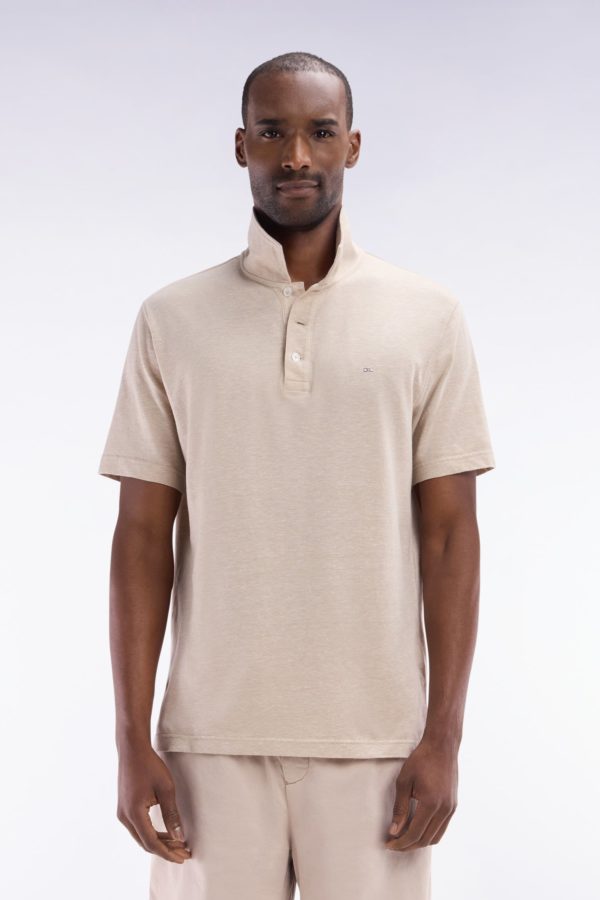 Polo À Manches Courtes En Coton Et Lin Beige Coupe Droite Eden Park
