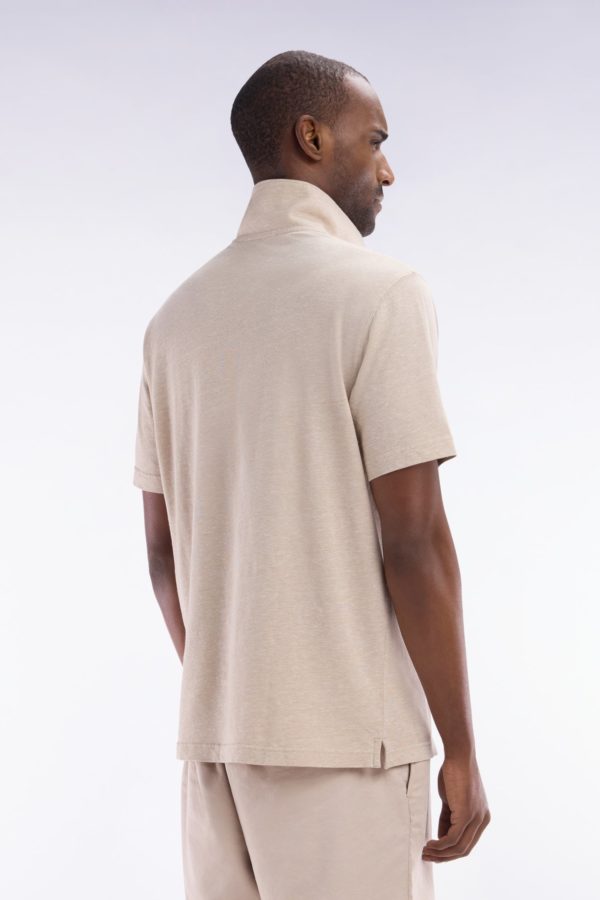 Polo À Manches Courtes En Coton Et Lin Beige Coupe Droite Eden Park – Image 3