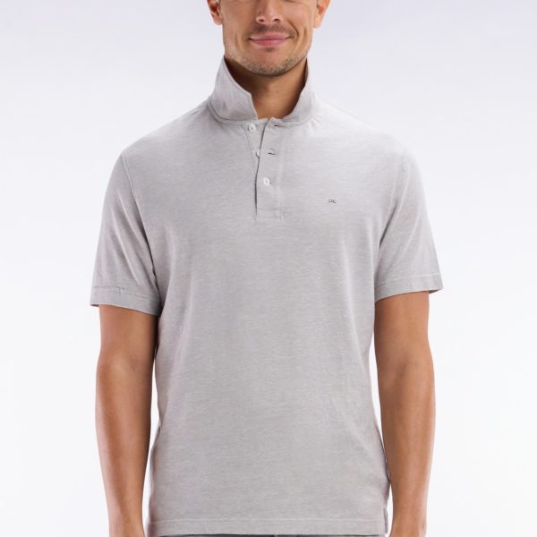 Polo À Manches Courtes En Coton Et Lin Gris Clair Coupe Droite Eden Park