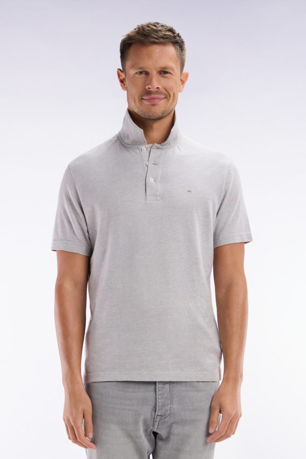 Polo À Manches Courtes En Coton Et Lin Gris Clair Coupe Droite Eden Park