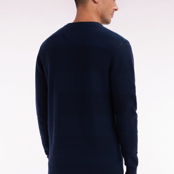 Pull Col Rond En Tricot De Coton Marine Coupe Droite Eden Park