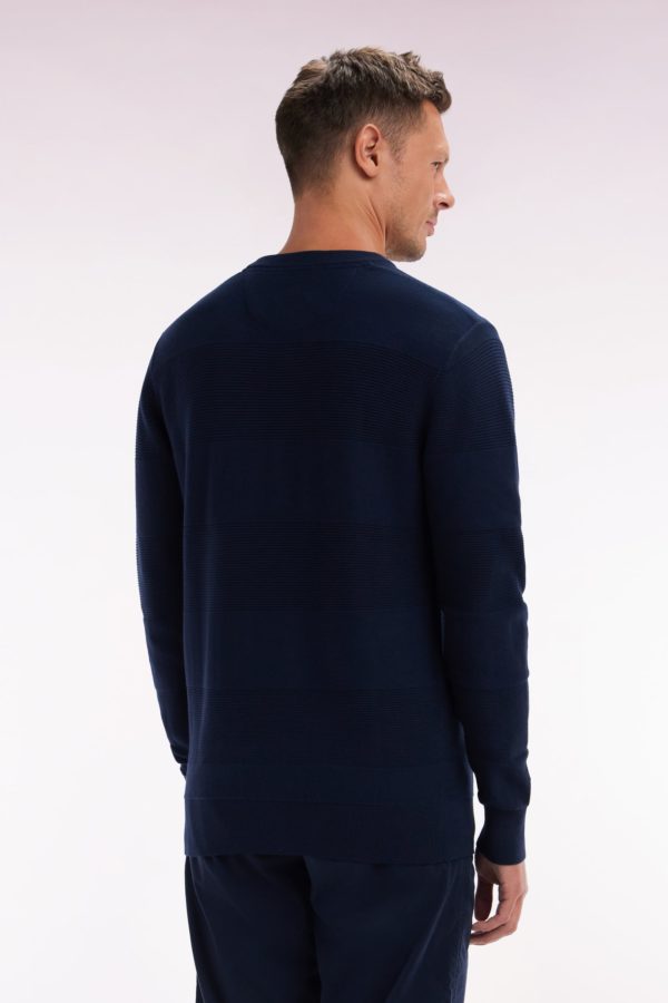 Pull Col Rond En Tricot De Coton Marine Coupe Droite Eden Park – Image 2