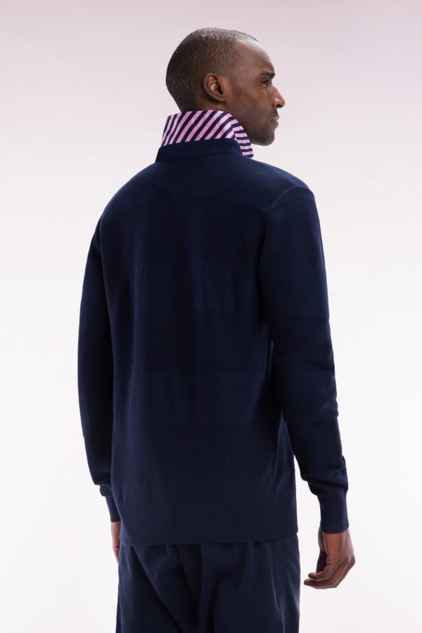 Pull Col Maillot En Coton Marine Détails Cerclés Coupe Droite Eden Park – Image 2