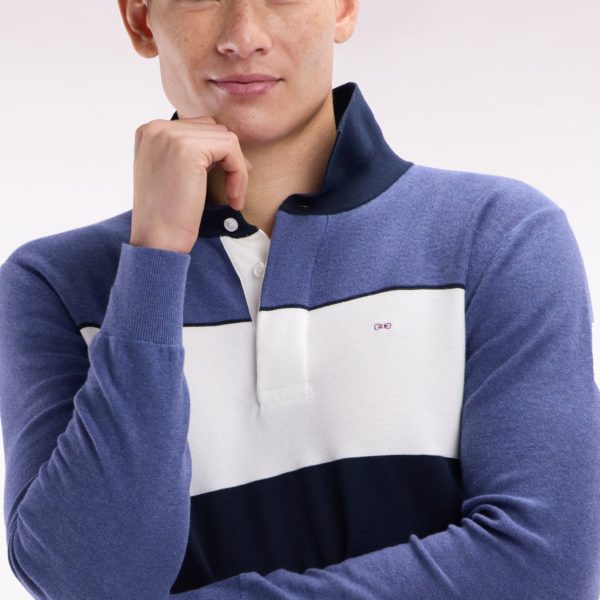 Pull À Col Maillot En Coton Bleu Coupe Droite Eden Park