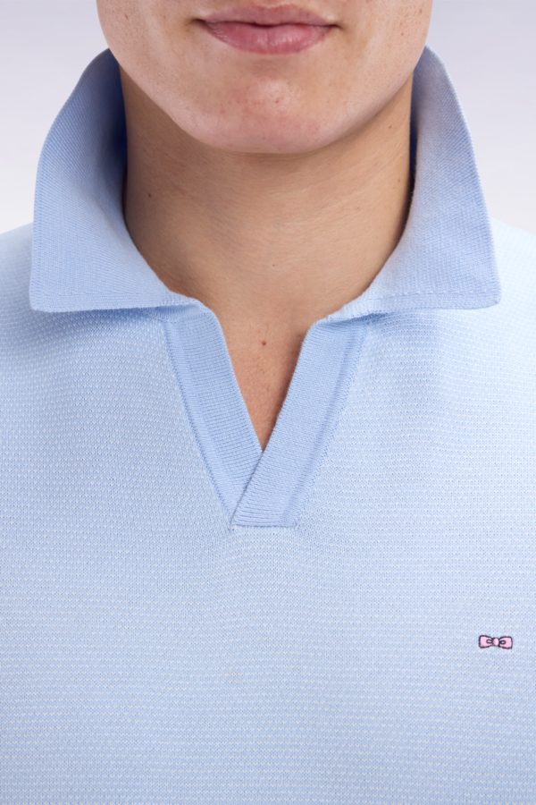Pull Col Polo En Coton Ciel Coupe Droite Eden Park – Image 4