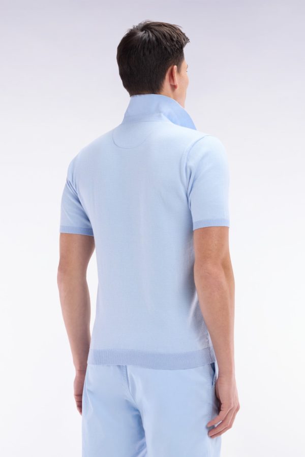 Pull Col Polo En Coton Ciel Coupe Droite Eden Park – Image 3