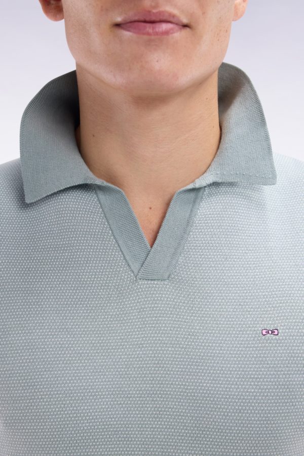 Pull Col Polo En Coton Gris Clair Coupe Droite Eden Park – Image 4