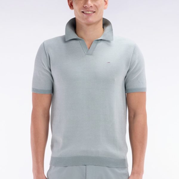 Pull Col Polo En Coton Gris Clair Coupe Droite Eden Park