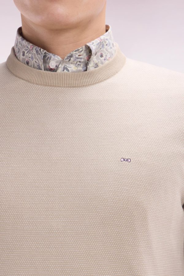 Pull En Coton À Col Rond En Coton Beige Coupe Droite Eden Park – Image 4