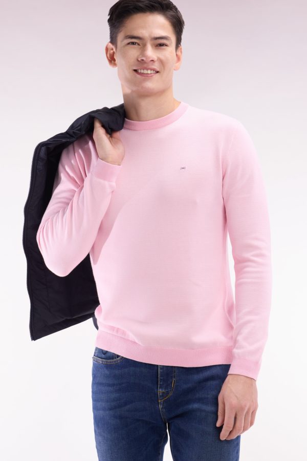 Pull En Coton À Col Rond En Coton Rose Coupe Droite Eden Park – Image 2