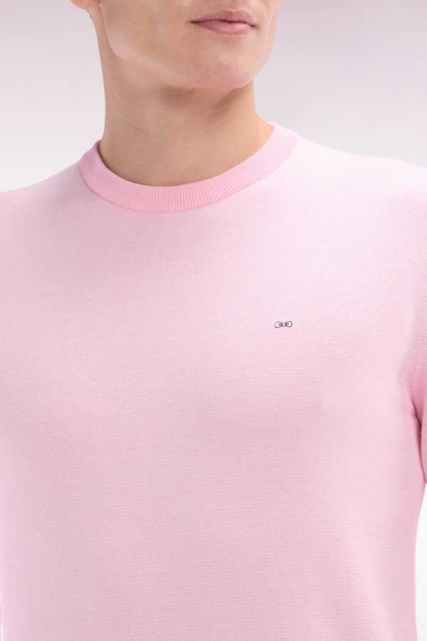 Pull En Coton À Col Rond En Coton Rose Coupe Droite Eden Park – Image 4
