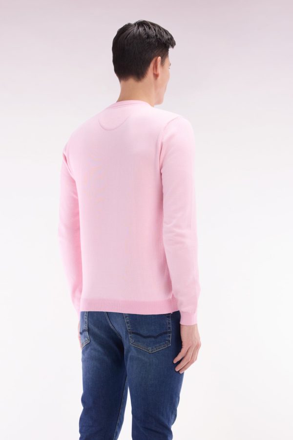 Pull En Coton À Col Rond En Coton Rose Coupe Droite Eden Park – Image 3
