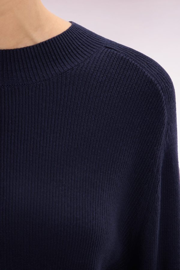 Pull Col Rond Côtelé Marine Coupe Décontractée Eden Park – Image 5